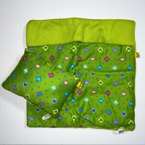 Build A Bear Sleeping Bag Pillow Set Lime Green Heart Print Fleece